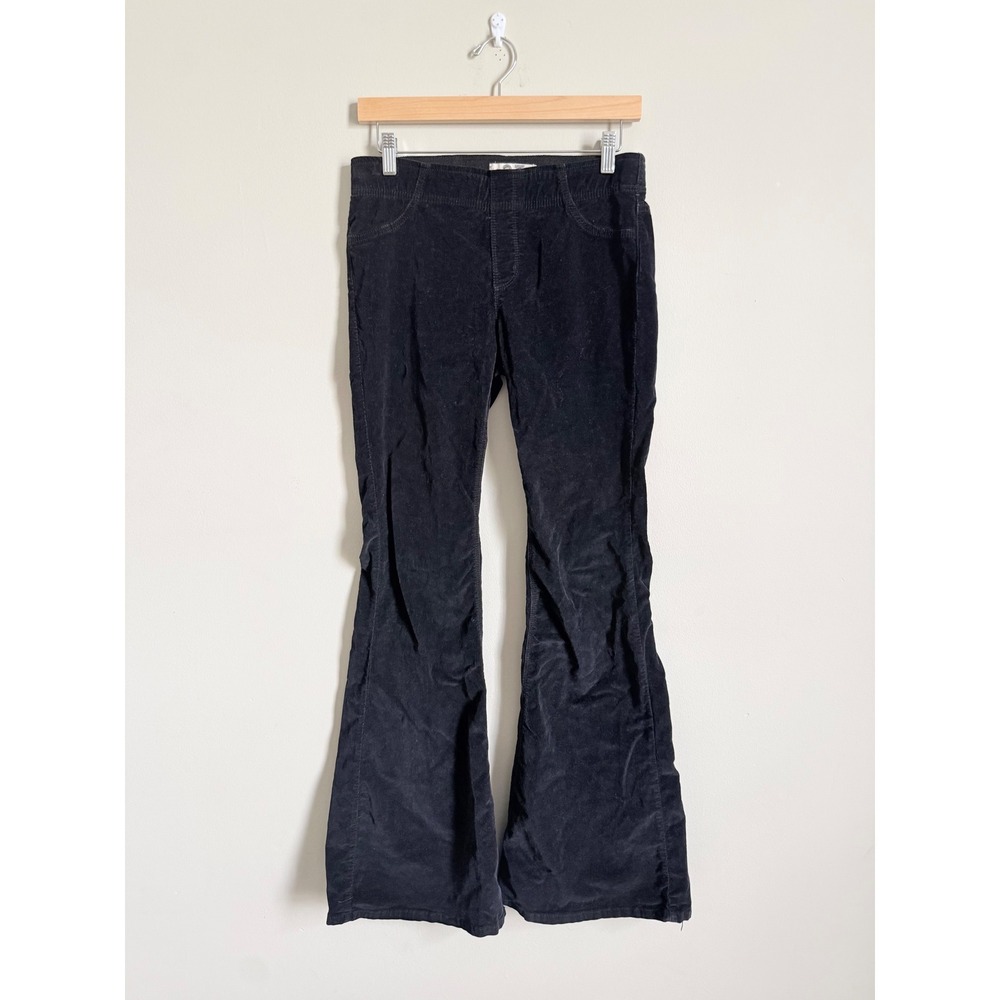Free People We The Free Velvet Flare Pull On Pants Black Corduroy Bell Bottom 27